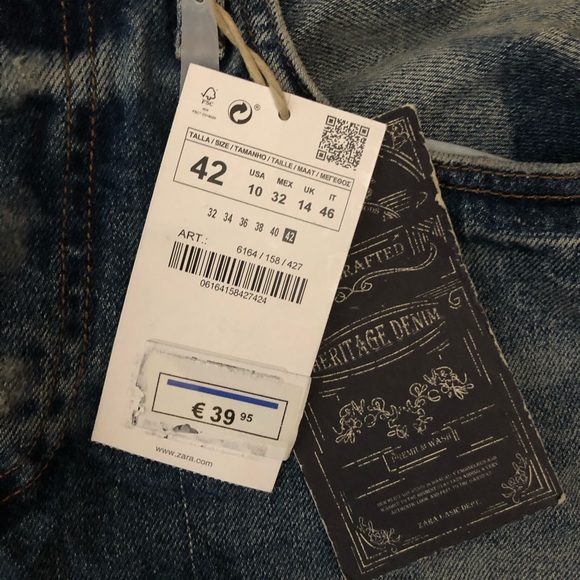NWT -ZARA -Z1975 Denim Jeans USA size 10 - Picture 8 of 8